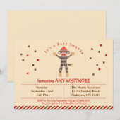 Sock Monkey Baby shower Uitnodiging (Voorkant / Achterkant)