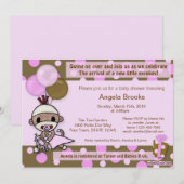 Sock Monkey Baby shower Uitnodiging Schattig PINK (Voorkant / Achterkant)