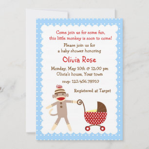 Sock Monkey Baby Shower-uitnodigingen Kaart
