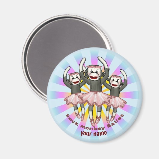 Sock Monkey Ballet Magneet (Voorkant / Achterkant)