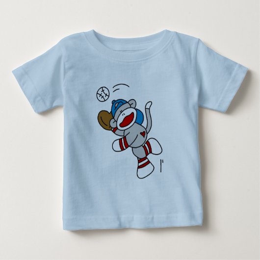 Sock Monkey Baseball Catching Ball Tshirts (Voorkant)