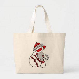 Sock Monkey Baseball T-shirts en cadeautjes Grote Tote Bag