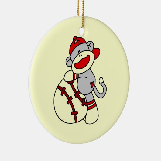 Sock Monkey Baseball T-shirts en cadeautjes Keramisch Ornament (Rechts)
