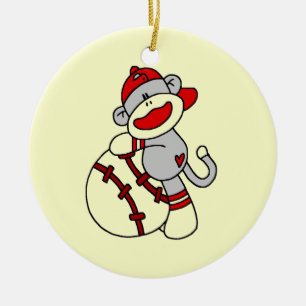 Sock Monkey Baseball T-shirts en cadeautjes Keramisch Ornament