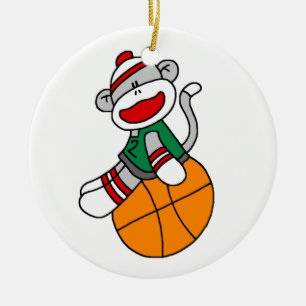 Sock Monkey Basketball T-shirts en cadeautjes Keramisch Ornament