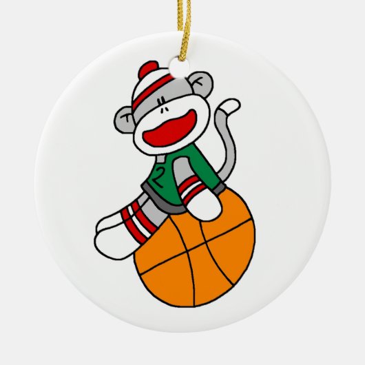 Sock Monkey Basketball T-shirts en cadeautjes Keramisch Ornament (Voorkant)