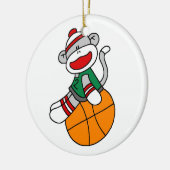 Sock Monkey Basketball T-shirts en cadeautjes Keramisch Ornament (Links)