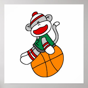 Sock Monkey Basketball T-shirts en cadeautjes Poster