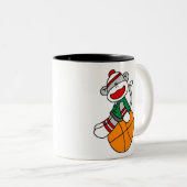 SOCK MONKEY BASKETBALL TWEEKLEURIGE KOFFIEMOK (Voorkant rechts)