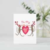Sock Monkey "Be My Valentijn" Schattigee geschenke Feestdagenkaart (Staand voorkant)