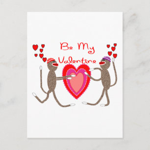 Sock Monkey "Be My Valentijn" Schattigee geschenke Feestdagenkaart