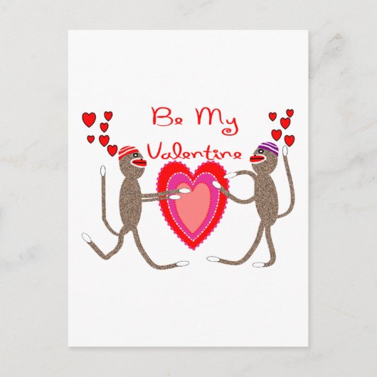 Sock Monkey "Be My Valentijn" Schattigee geschenke Feestdagenkaart (Voorkant)