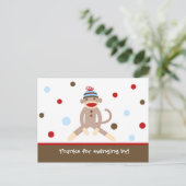 Sock Monkey Bedankt Uw opmerking Kaart Briefkaarte (Staand voorkant)