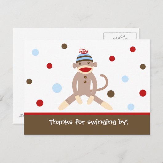 Sock Monkey Bedankt Uw opmerking Kaart Briefkaarte (Voorkant / Achterkant)