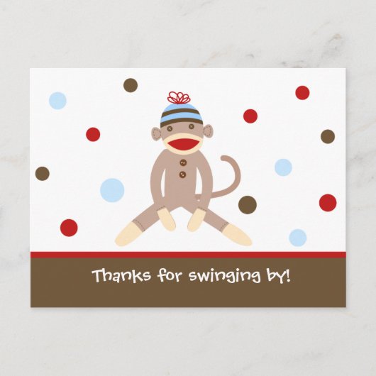 Sock Monkey Bedankt Uw opmerking Kaart Briefkaarte (Voorkant)