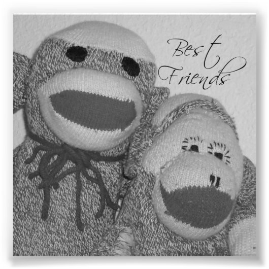 Sock Monkey "Best Friends" Square Photo Print Foto Afdruk (Voorkant)