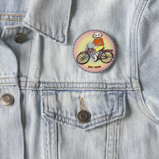 Sock Monkey Bicycle Ronde Button 5,7 Cm (In situ)