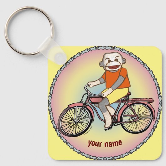 Sock Monkey Bicycle sleutelhanger (Voorkant)