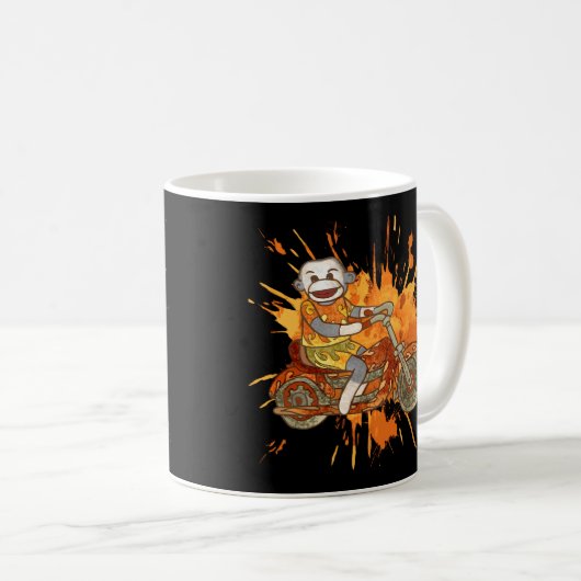 Sock Monkey Biker Koffiemok (Voorkant rechts)