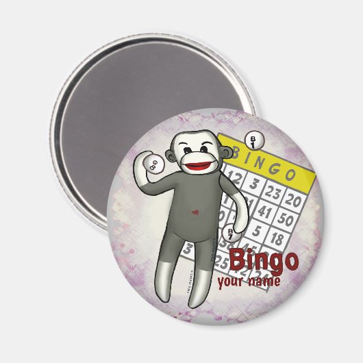 Sock Monkey Bingo Magneet (Voorkant / Achterkant)