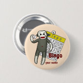 Sock Monkey Bingo Ronde Button 5,7 Cm (Voorkant /achterkant)