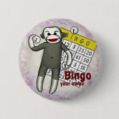 Sock Monkey Bingo Ronde Button 5,7 Cm (Voorkant)