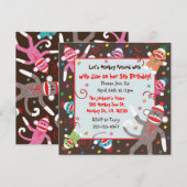 Sock Monkey Birthday Party Invitation Card Kaart (Voorkant / Achterkant)