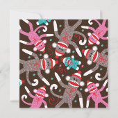 Sock Monkey Birthday Party Invitation Card Kaart (Achterkant)