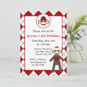 Sock Monkey Birthday Party Kaart (Staand voorkant)