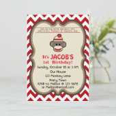 Sock Monkey Birthday Party uitnodiging - aanpassen (Staand voorkant)