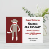 Sock Monkey Birthday Party-uitnodigingen Kaart (Staand voorkant)