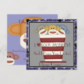 Sock Monkey Birthday Uitnodiging (Voorkant / Achterkant)