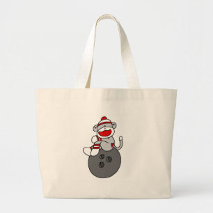 Sock Monkey Bowling Grote Tote Bag