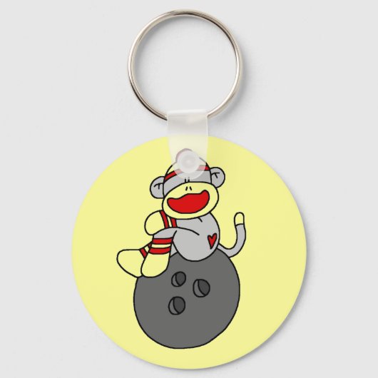 Sock Monkey Bowling T-shirts en cadeautjes Sleutelhanger (Voorkant)
