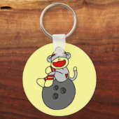 Sock Monkey Bowling T-shirts en cadeautjes Sleutelhanger (Voorkant)