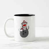 Sock Monkey Bowling T-shirts en cadeautjes Tweekleurige Koffiemok (Links)