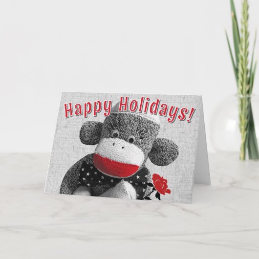 Sock Monkey - Bowty Christmas Kaarten (Voorkant)