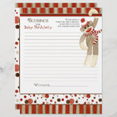 Sock Monkey, Boy Baby shower Blessings (Voorkant / Achterkant)