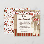 Sock Monkey, Boy Baby shower Invitation Kaart (Voorkant / Achterkant)