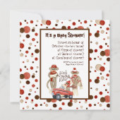 Sock Monkey, Boy Baby shower Invitation Kaart (Voorkant)