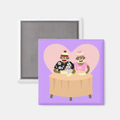 Sock Monkey Boy en Girl Romance Magneet (Voorkant / Achterkant)