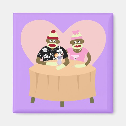 Sock Monkey Boy en Girl Romance Magneet (Voorkant)