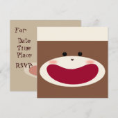 Sock Monkey Boy Uitnodiging (Voorkant / Achterkant)