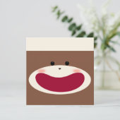 Sock Monkey Boy Uitnodiging (Staand voorkant)