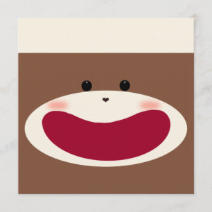 Sock Monkey Boy Uitnodiging