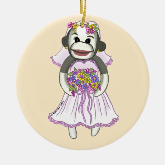 Sock Monkey Bride bruiloft ornament (Voorkant)