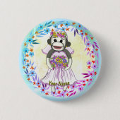 Sock Monkey Bride bruiloft pin knop Ronde Button 5,7 Cm (Voorkant)