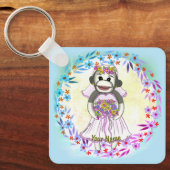 Sock Monkey Bride bruiloft sleutelhanger (Voorkant)