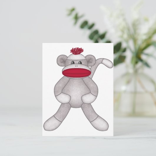 Sock Monkey Briefkaart (Staand voorkant)