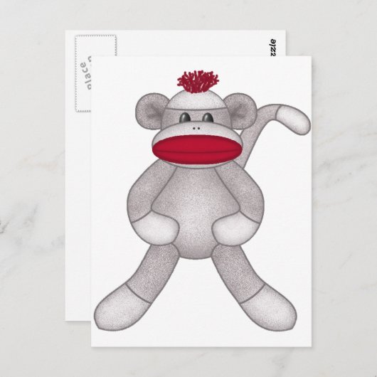 Sock Monkey Briefkaart (Voorkant / Achterkant)